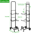 3 Tier Rolling 5 Gallon Water Jug Storage Rack Cart, Adjustable Height Black Metal Water Bottle Holder with Lockable Casters & Elastic Rope, Freestanding Water Cooler Jug Organizer for Office Kitchen Pantry