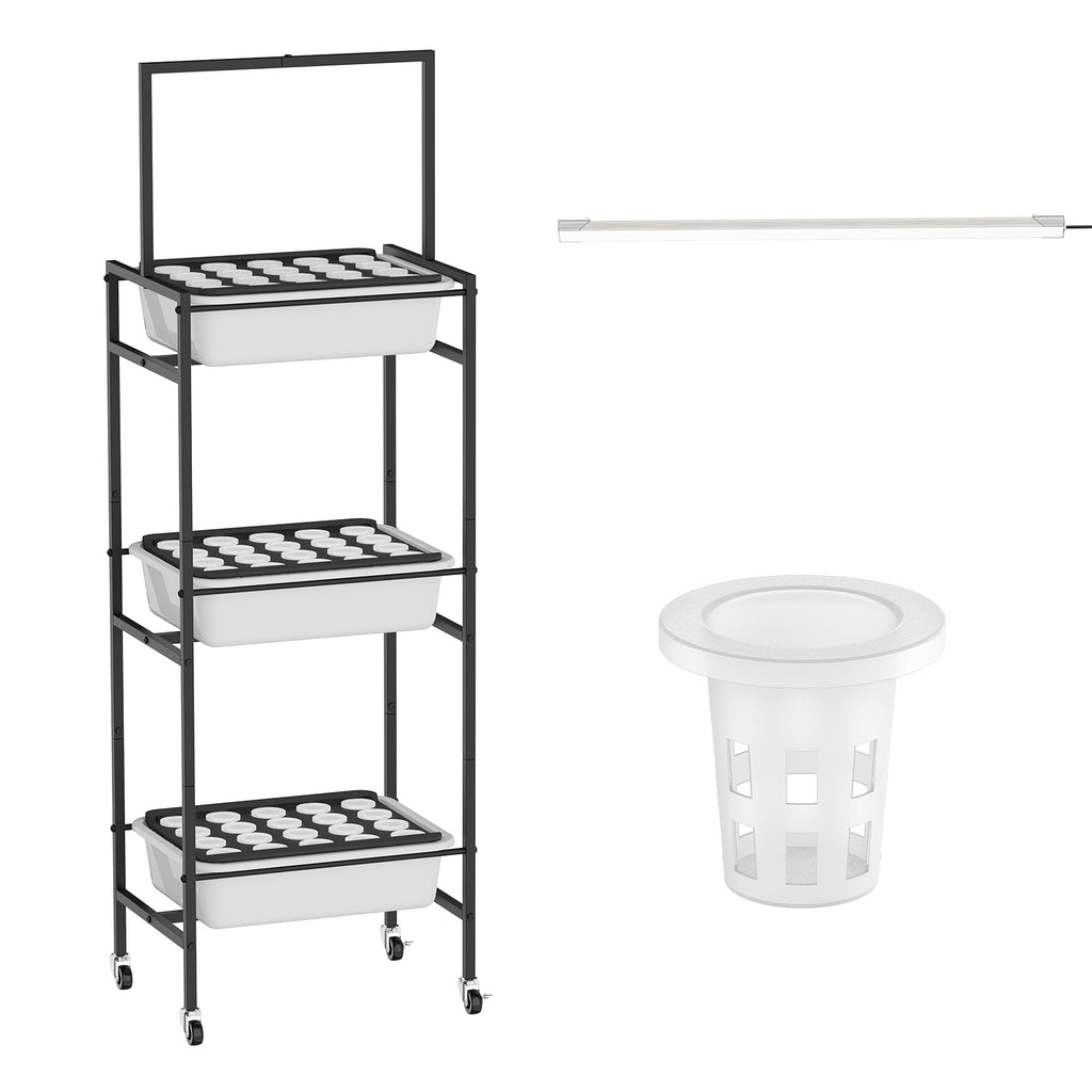 3-Tier Indoor Hydroponic Growing System with Integrated LED Cultivation Lamps