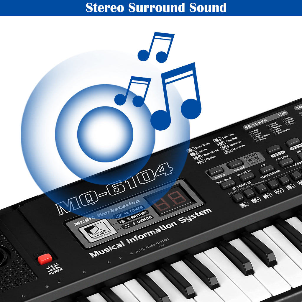 Piano Keyboard for Beginners, 61 Keys Portable Electronic Digital Piano with Microphone & LCD Screen, Learning Educational Music Keyboard Piano Gifts
