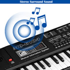Piano Keyboard for Beginners, 61 Keys Portable Electronic Digital Piano with Microphone & LCD Screen, Learning Educational Music Keyboard Piano Gifts