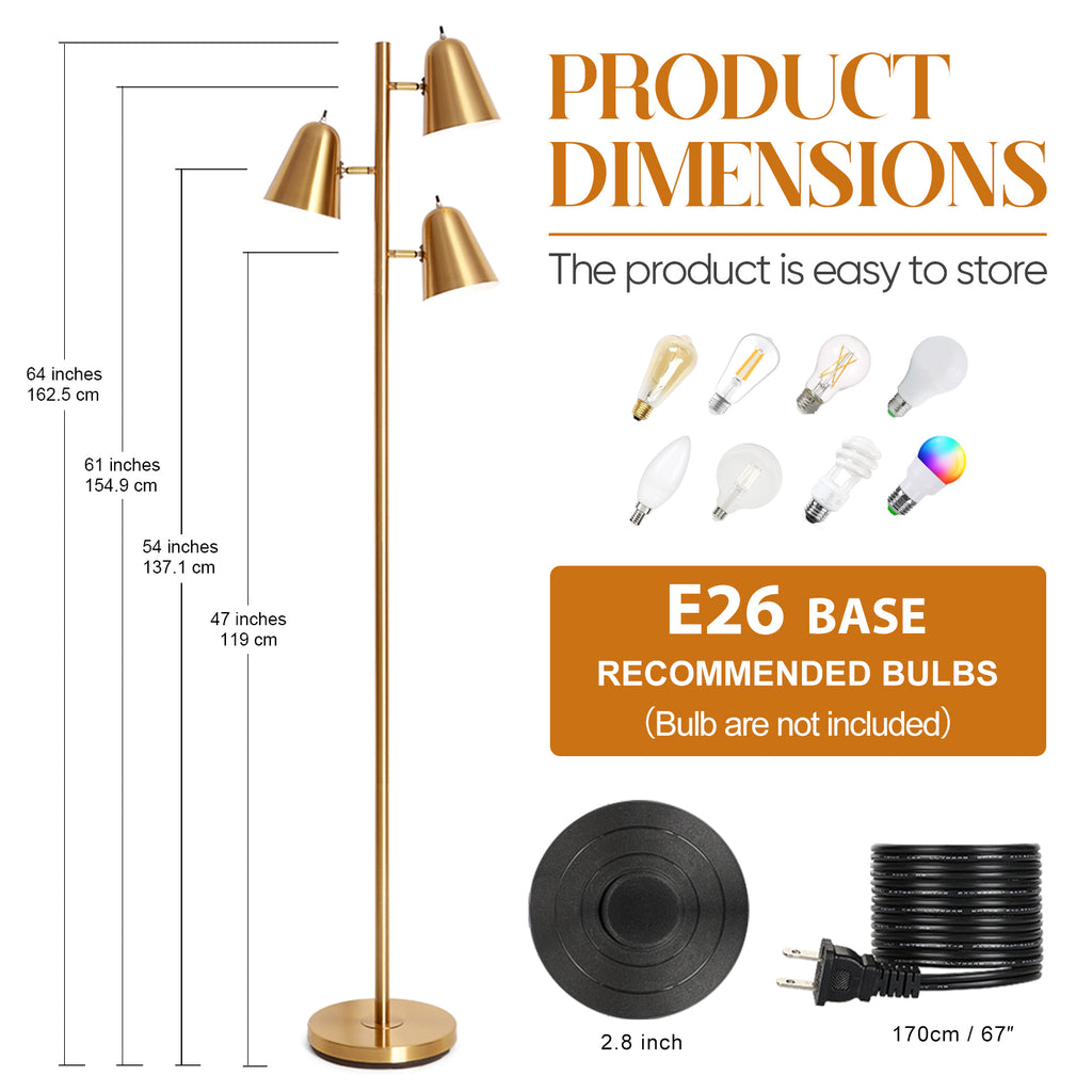 Tree Floor Lamp Standing Tall Pole Lamps for Living Room Bedroom Office Decors
