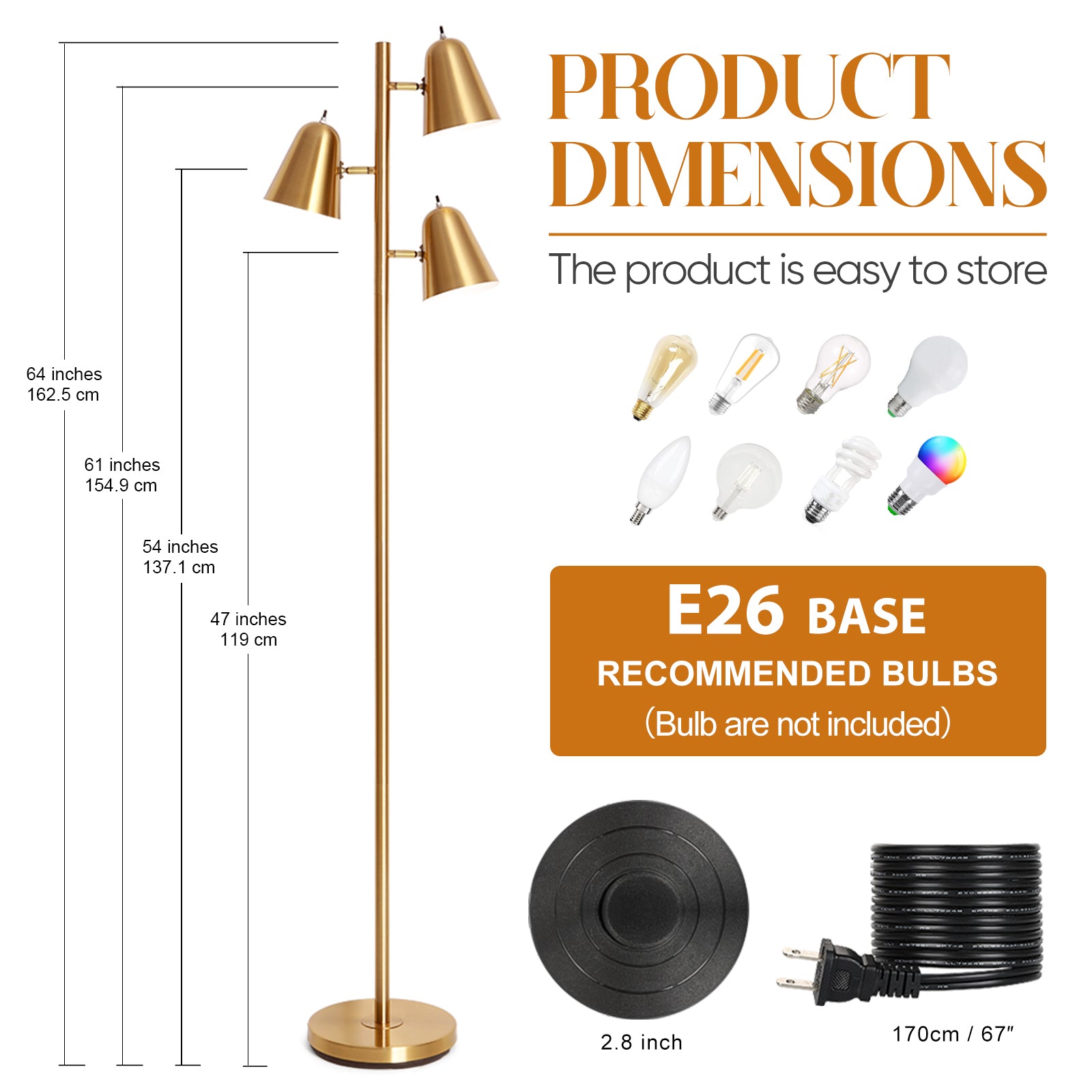 Tree Floor Lamp Standing Tall Pole Lamps for Living Room Bedroom Office Decors