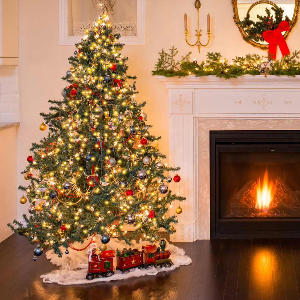 6.6FT Christmas Tree Lights with 400 LED Warm White - 16 Lines Waterfall String Lights for Holiday Decor
