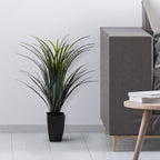 Artificial Ornamental Grass in Black Pot, Large Faux Potted Greenery for Modern Home Decor Office & Garden Decoration