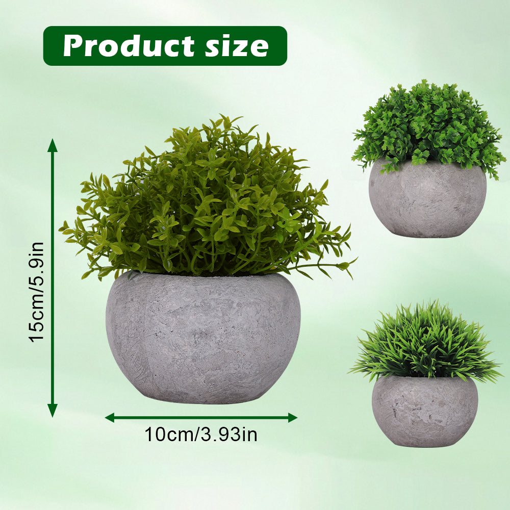 3-Piece Set Mini Artificial Plants, Realistic Faux Greenery Potted Plants for Indoor Outdoor Garden Patio & Holiday Decor