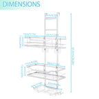 Behind the door, hanging, stainless steel, bathroom metal shelves hanging from the shower screen, shower basket shelves without drilling, bathroom storage shelves with hooks
