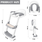 Toddler Potty Training Seat with Adjustable Step Stool Ladder, Non-Slip Bathroom Toilet Trainer for Boys and Girls, Grey and White
