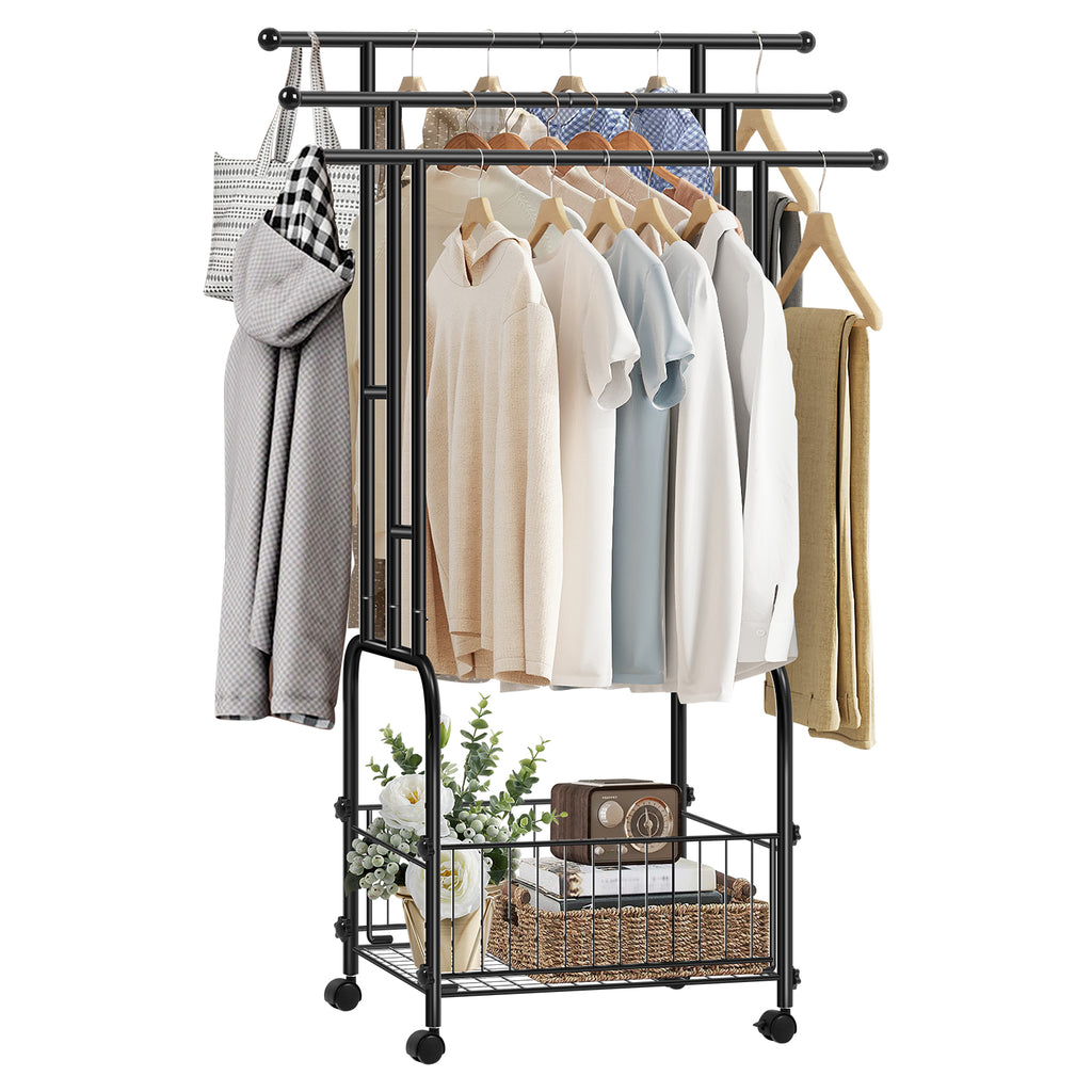 Rolling Towel Rack with Storage Basket, 3-Tier Metal Stand for Bathroom & Outdoor Pool