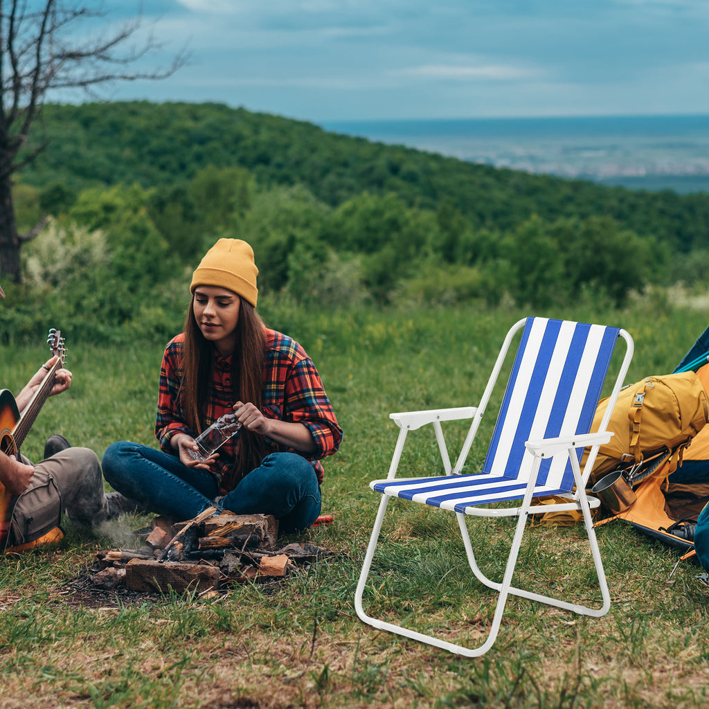 Portable Outdoor Folding Chair, Beach Chair, with Metal Frame and Woven PE Material, Very Suitable for Camping, Beaches, Parks and Long-distance Travels