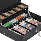 SecureVault Pro Double-Layer Cash Box | Large Portable Money Safe with Key Lock & Coin Tray