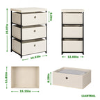 Nightstands Dresser for Lightweight, Organizer Storage Dresser, Fabric Storage 3 Drawers Units, Gaps Tower Organizer with Steel Frame for Living Room, Entryway, Closet, Bedroom(Beige)