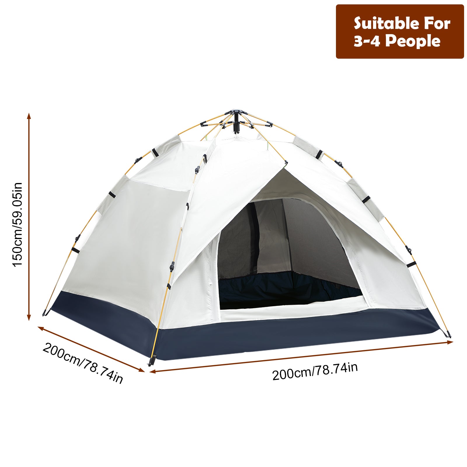 4-Person Instant Pop-Up Camping Tent, Waterproof Lightweight Outdoor Tent for Backpacking & Hiking