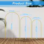 Set of 3 Metal Arch Backdrop Stands (7.3FT, 6.6FT, 6FT) - Wedding Arch Frame for Ceremony