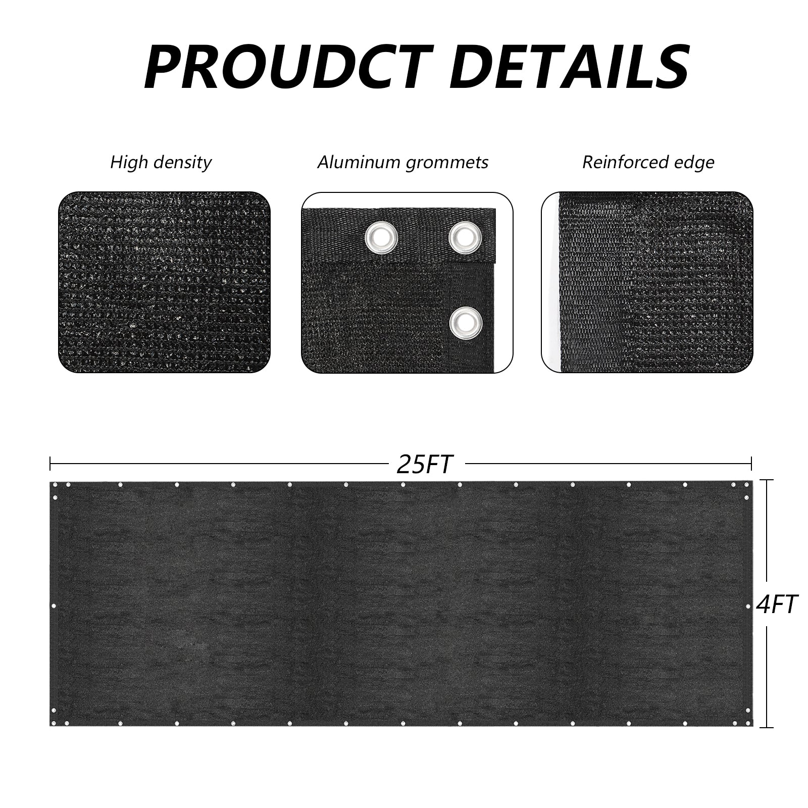 4x25FT Heavy Duty Privacy Fence Screen - 90% Blockage UV-Protection Mesh for Backyard & Balcony