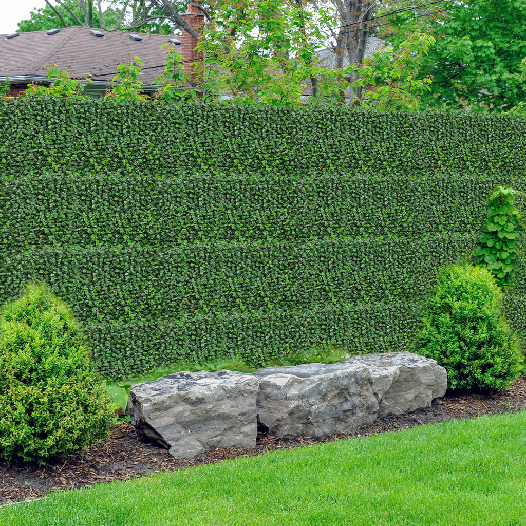 Artificial Green Wall Panel - 4-layer Leaves, 17"x 13" Grass Wall Panel, Artificial Green Wall Panel Boxwood Privacy Fence Screen Sun Protection, Suitable for Both Outdoor and Indoor Decoration