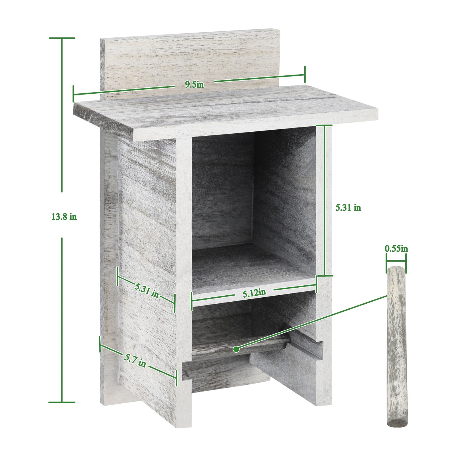 Wall-Mounted Timber Bathroom Tissue Stand with Integrated Storage Surface