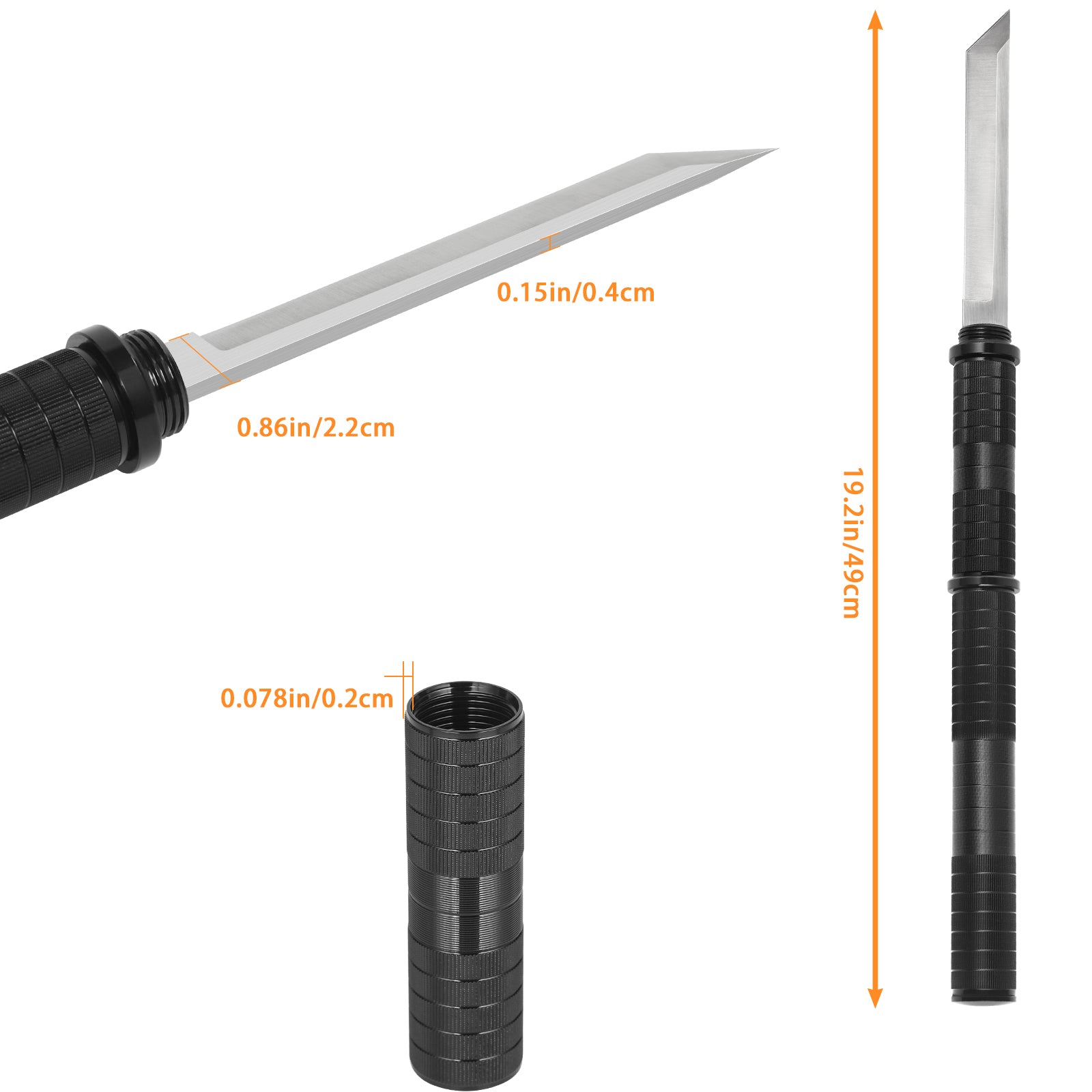 Multi-Function Camping Knife with Sheath, Fixed Full Tang Polished Blade, Survival Knives with Black Handle, Tactical Work Knives for Hunting Hiking 3CR13 Black