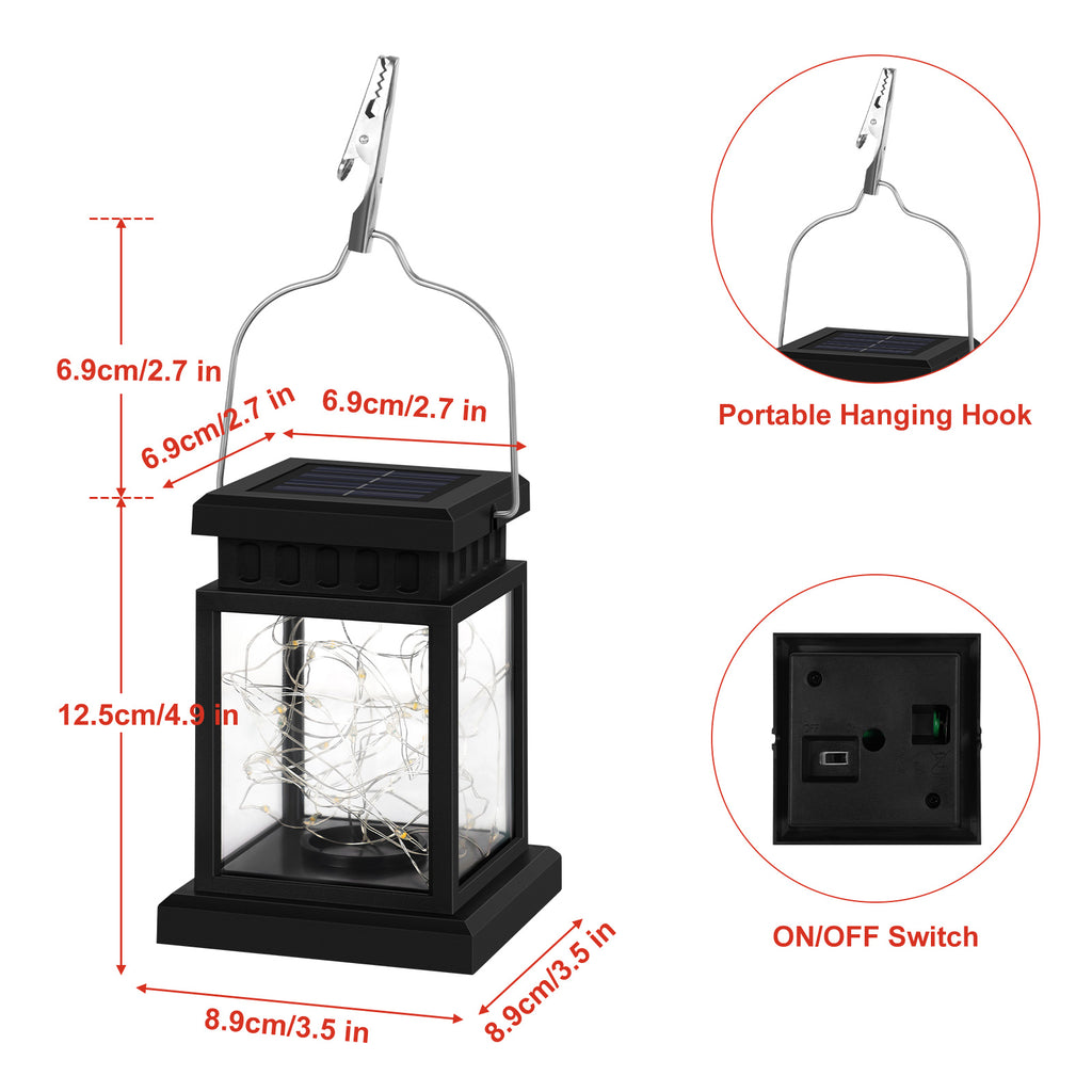 4-Piece Set Outdoor Decorative Solar Mason Jar Hanging Lanterns, Waterproof Warm White Fairy Lights for Patio and Garden Decor