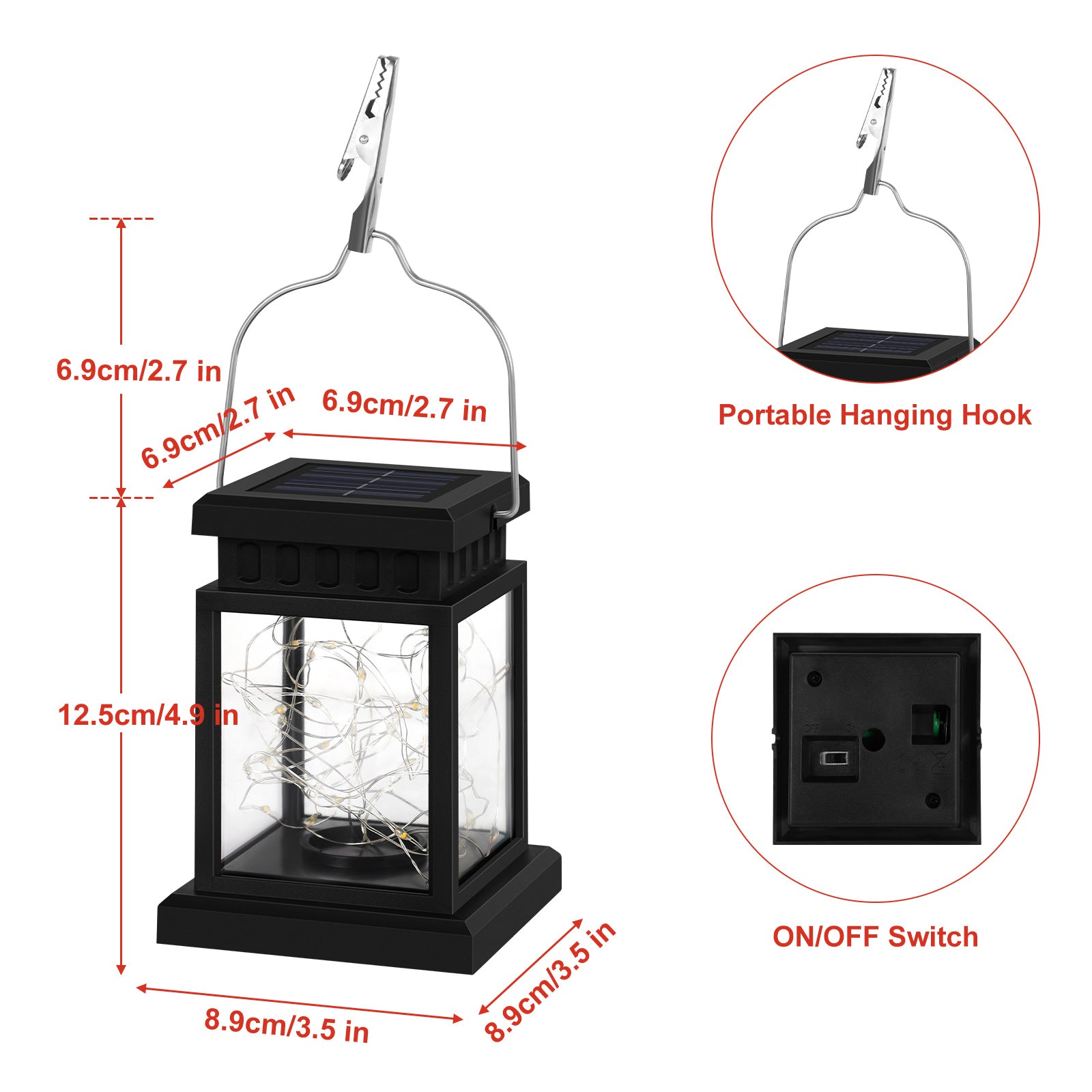 4-Piece Set Outdoor Decorative Solar Mason Jar Hanging Lanterns, Waterproof Warm White Fairy Lights for Patio and Garden Decor