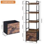 Tall Narrow 5-Tier Bookshelf with Storage Cabinet Drawer