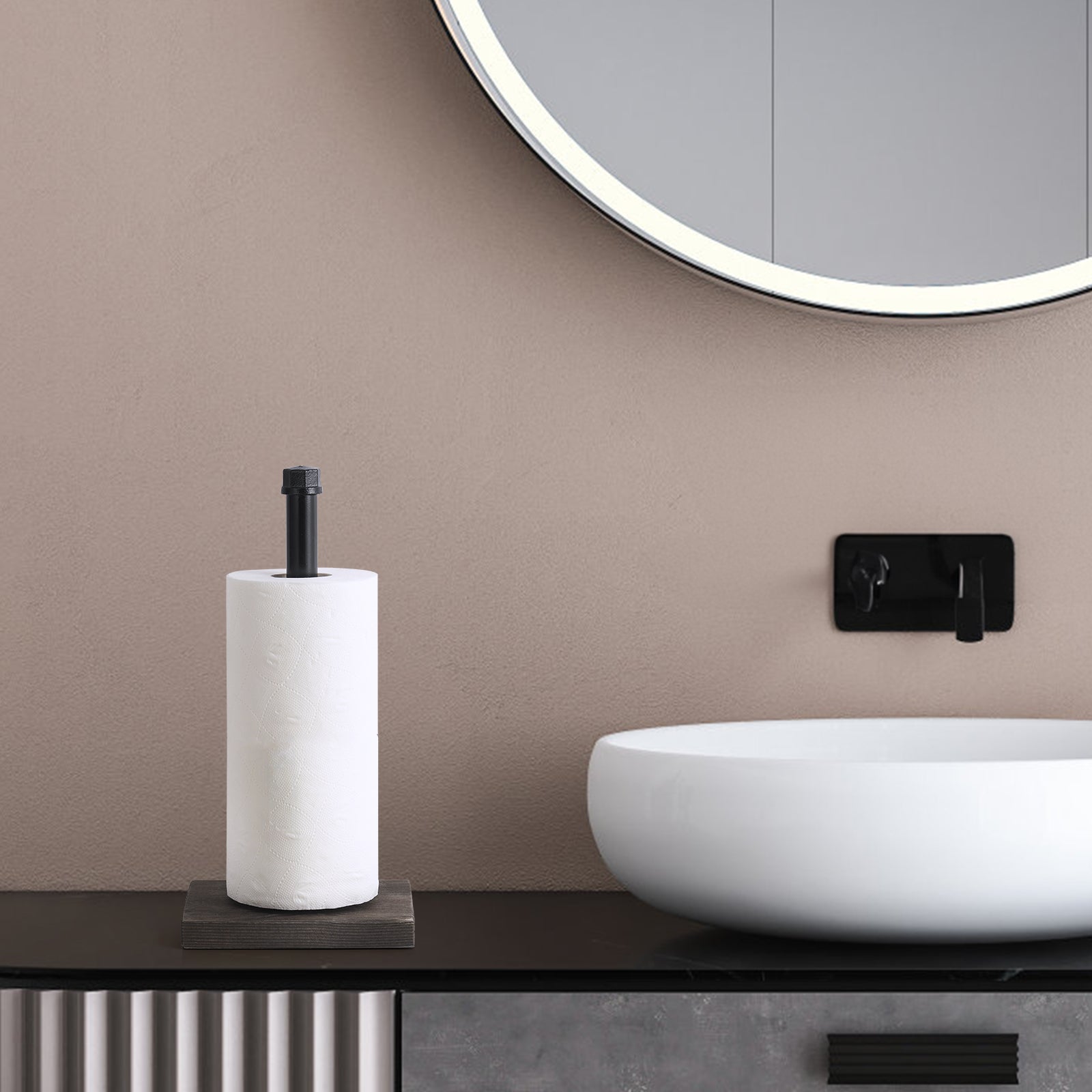 An industrial wind black kitchen countertop paper towel rack, kitchen practical simple style countertop paper towel rack