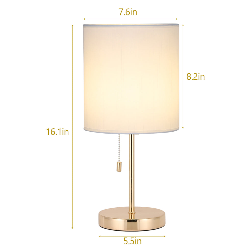 Black metal base table lamp with fabric shade, nightstand bedside lamp, fabric shade ambient light for living room, bedroom, office.
