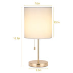 Black metal base table lamp with fabric shade, nightstand bedside lamp, fabric shade ambient light for living room, bedroom, office.