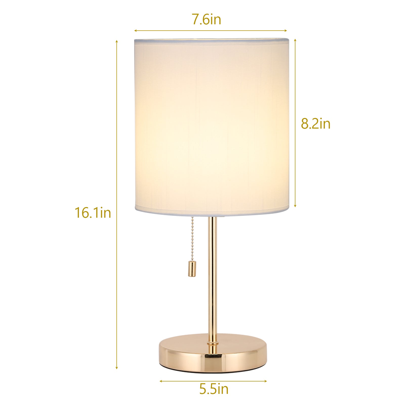 Black metal base table lamp with fabric shade, nightstand bedside lamp, fabric shade ambient light for living room, bedroom, office.