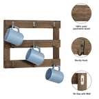 Three Tier Wall Mounted Coffee Cup Holder (Set of Two), Coffee Cup Holder with 9 Hooks, Display Organizer for Coffee Cups, Mugs and Key Storage