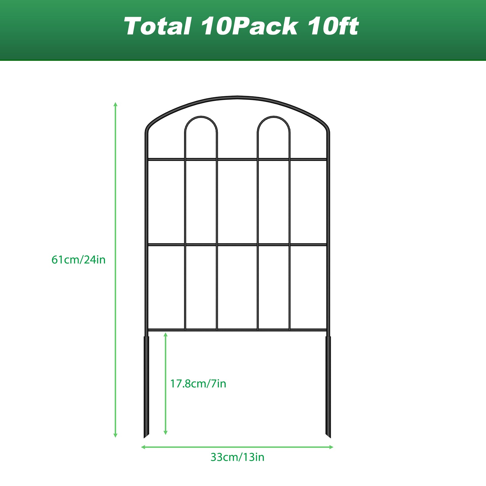 Decorative Garden Fence - Metal Rustproof Wire Border Sections
