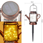 Solar Watering Can Lights Lantern Light - Garden Decor Metal Retro Lamp for Outdoor Table Patio Lawn Yard Pathway