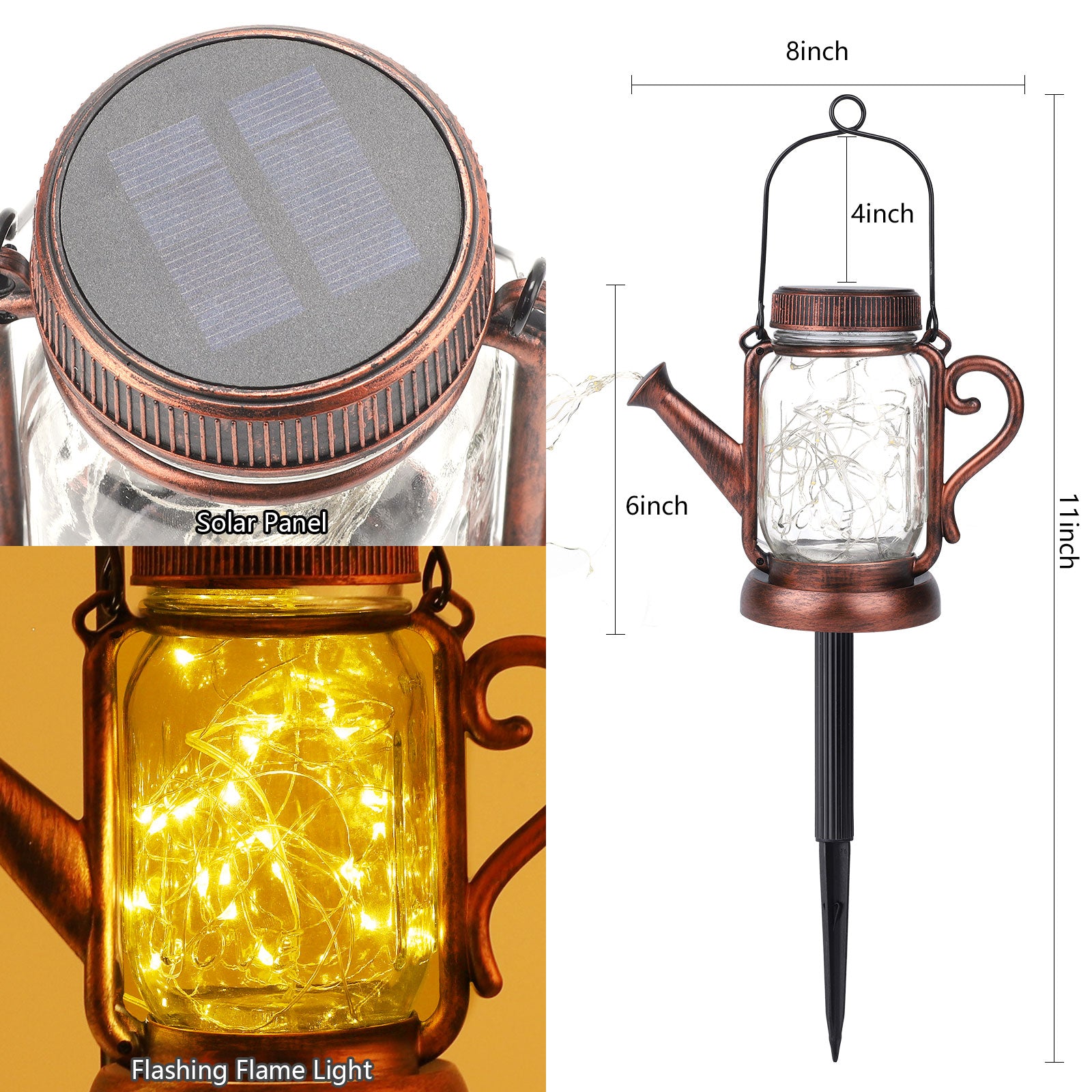 Solar Watering Can Lights Lantern Light - Garden Decor Metal Retro Lamp for Outdoor Table Patio Lawn Yard Pathway