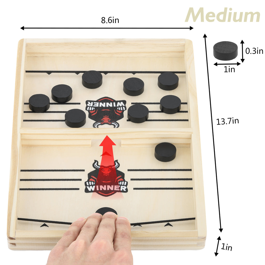 Portable Medium Sized Tabletop Sling Puck and Hockey Battle Board Game for Parent-Child Interactive Play