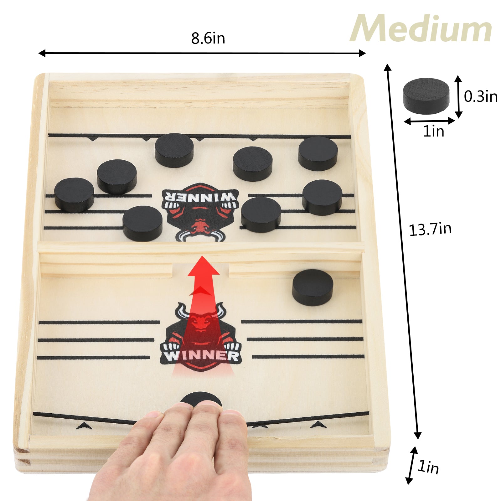 Portable Medium Sized Tabletop Sling Puck and Hockey Battle Board Game for Parent-Child Interactive Play
