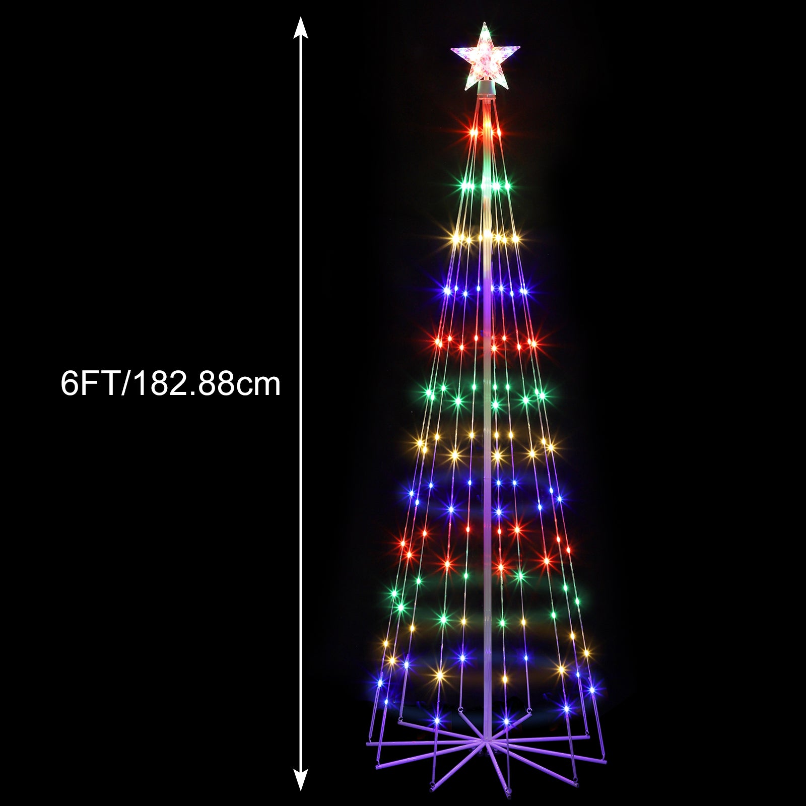 6' Animated LED Outdoor Christmas Tree - Multicolor Lightshow Cone Tree with Topper Star