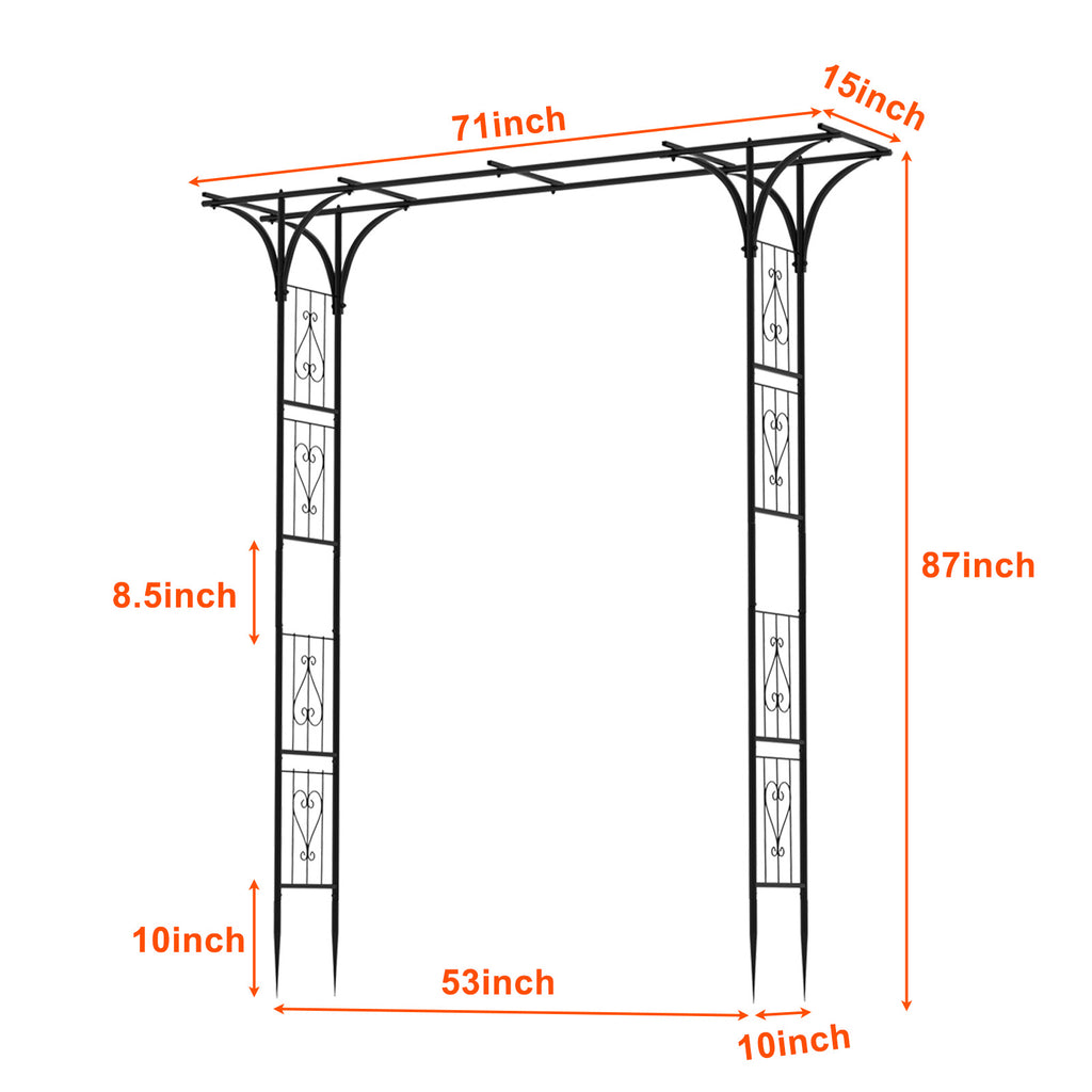 7FT Heavy Duty Metal Garden Arch Arbor - Steel Trellis for Climbing Plants & Wedding Ceremony Decor