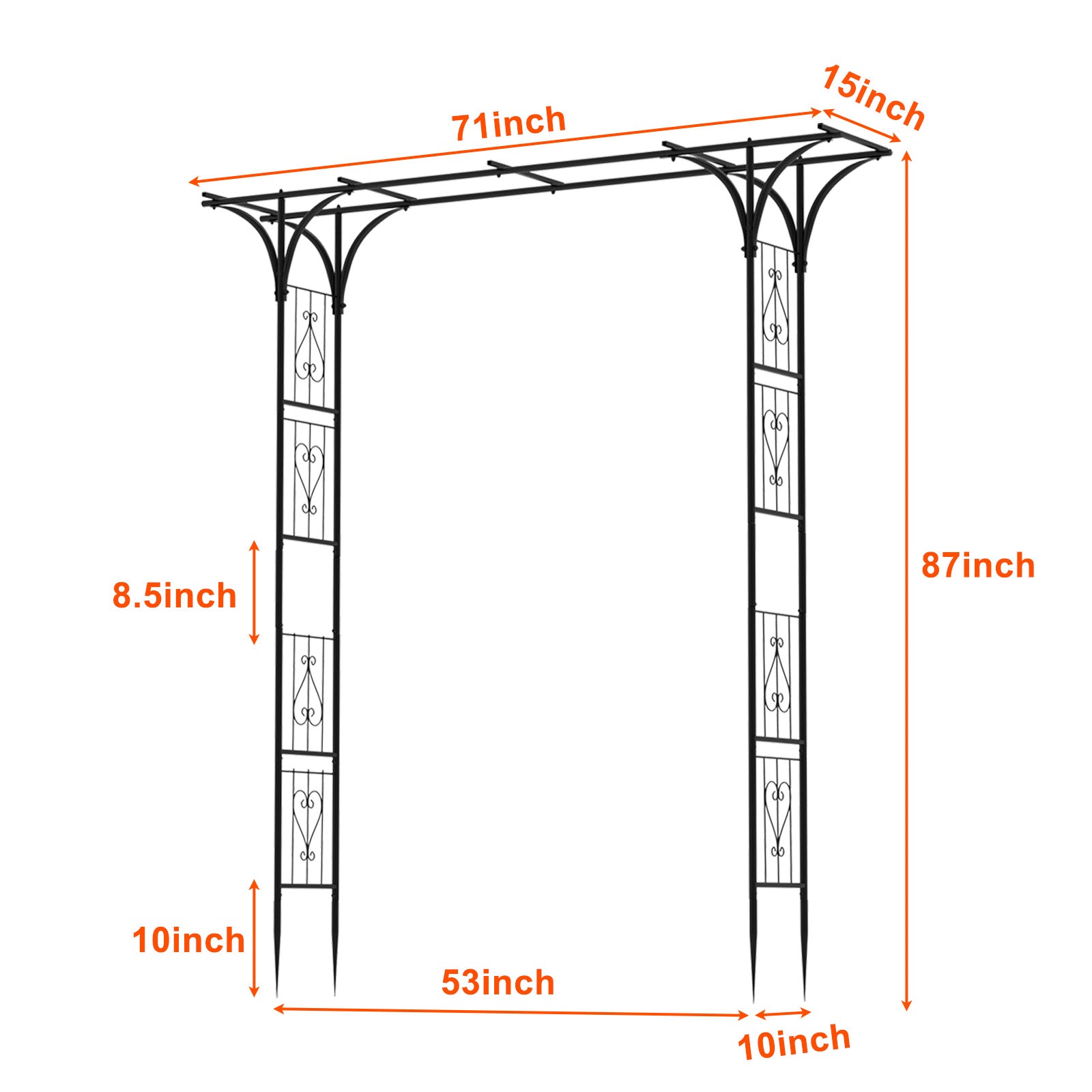 7FT Heavy Duty Metal Garden Arch Arbor - Steel Trellis for Climbing Plants & Wedding Ceremony Decor