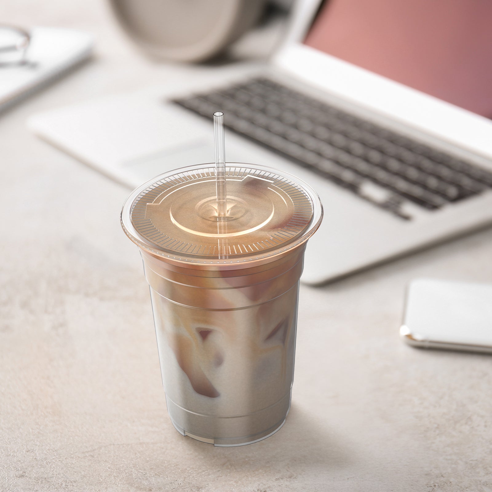 100-Pack 16oz/20oz/24oz Clear Plastic Cups with Lids & Straws - Leak-Proof Disposable Cups for Iced Coffee, Smoothies & Boba Tea