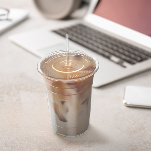 100-Pack 16oz/20oz/24oz Clear Plastic Cups with Lids & Straws - Leak-Proof Disposable Cups for Iced Coffee, Smoothies & Boba Tea