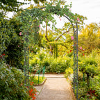 7FT Garden Arch Arbor with Scroll Design - Decorative Metal Trellis for Climbing Plants - Elegant Outdoor Wedding Stand