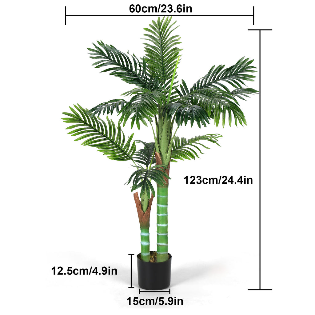4FT Artificial Palm Tree - Lifelike Faux Tropical Plant in Pot - Realistic Textured Trunk & Silk Leaves for Indoor Home Office & Holiday Decor
