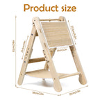 Wooden Cat Scratcher Hammock with Sisal Pad, 2-in-1 Cat Scratching Post & Bed for Indoor Cats, Adjustable Cat Scratcher Lounge