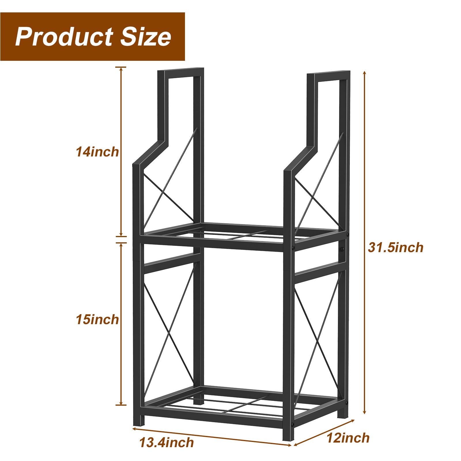 2-Tier Heavy Duty Firewood Rack for Indoor & Outdoor - Decorative Log Storage Stand for Fireplace, Fire Pit & Hearth, Black Metal Wood Holder