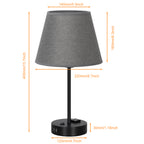 Set of 2 Contemporary Nightstand Lights with Integrated Dual USB Ports and AC Power Outlet, Ideal for Bedroom or Study, LED Bulbs Provided