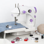 Handy Mini Sewing Machine for Daily Use, Manual DIY Crafting & Mending Machine, 2-Speed White/Purple
