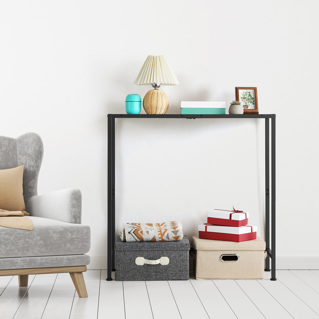 31.5" Skinny Entryway Console Table - Slim Behind-Couch Sofa Table for Hallway & Foyer, Narrow Industrial Decorative Table for Small Spaces, Grey
