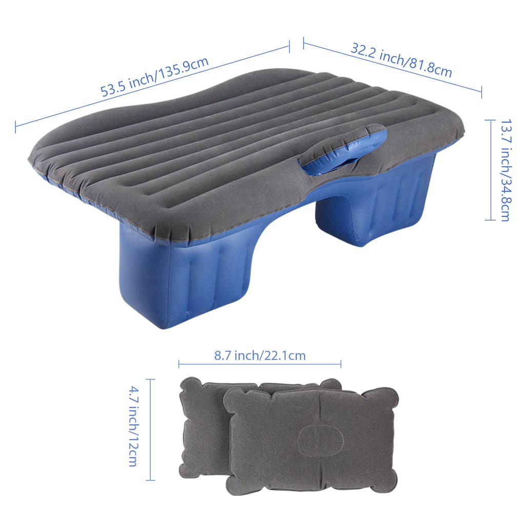 Inflatable Car Air Mattress - Portable Camping Bed for Back Seat - Universal SUV Travel Bed with 2 Pillows & Foot Pier Support