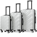 Luggage Sets 3 Piece Hardside Suitcases Sets with TSA Lock Double Spinner Wheels (20in/24in/28in, Black, Silver, Red
