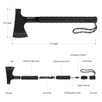 Survival Camping Axe Multi-Tool Set, Tactical Throwing Hatchet with Hammer, Whistle, and Flint for Hiking and Outdoor Adventure,