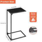 C-Shaped Side Tables for Small Spaces (Set of 2) - Black Industrial Snack Table, Sofa & Bedside Use
